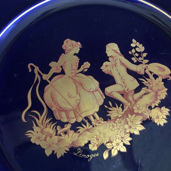 Limoges Antique Cobalt Blue and Gold Plate - Picture 2 of 5